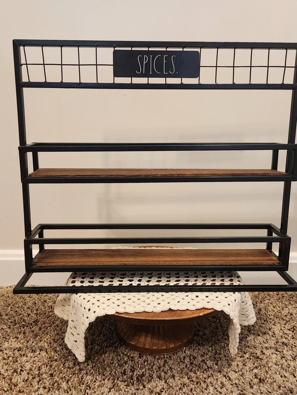 Rae Dunn Wood And Metal 'SPICES' Rustic Spice Rack